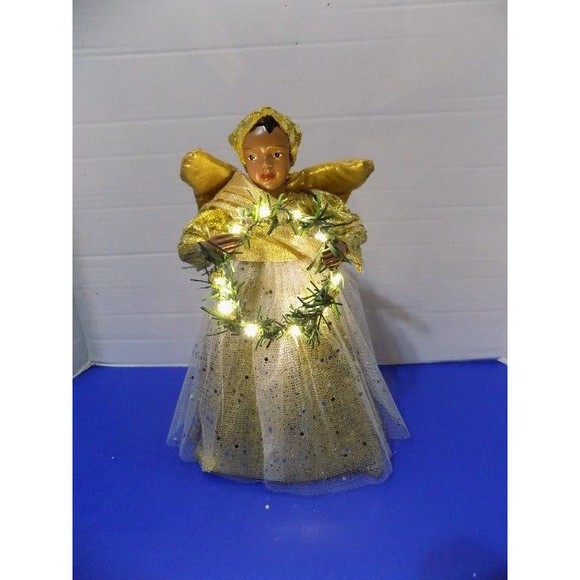 Christmas Black African Angel Tree Topper LED Lights Kwanzaa Angel - Picture 6 of 9